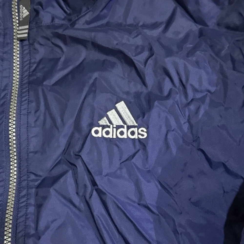 Vintage‎ 90s Adidas Full Zip Windbreaker Navy Blue / Gray Jacket Size Medium